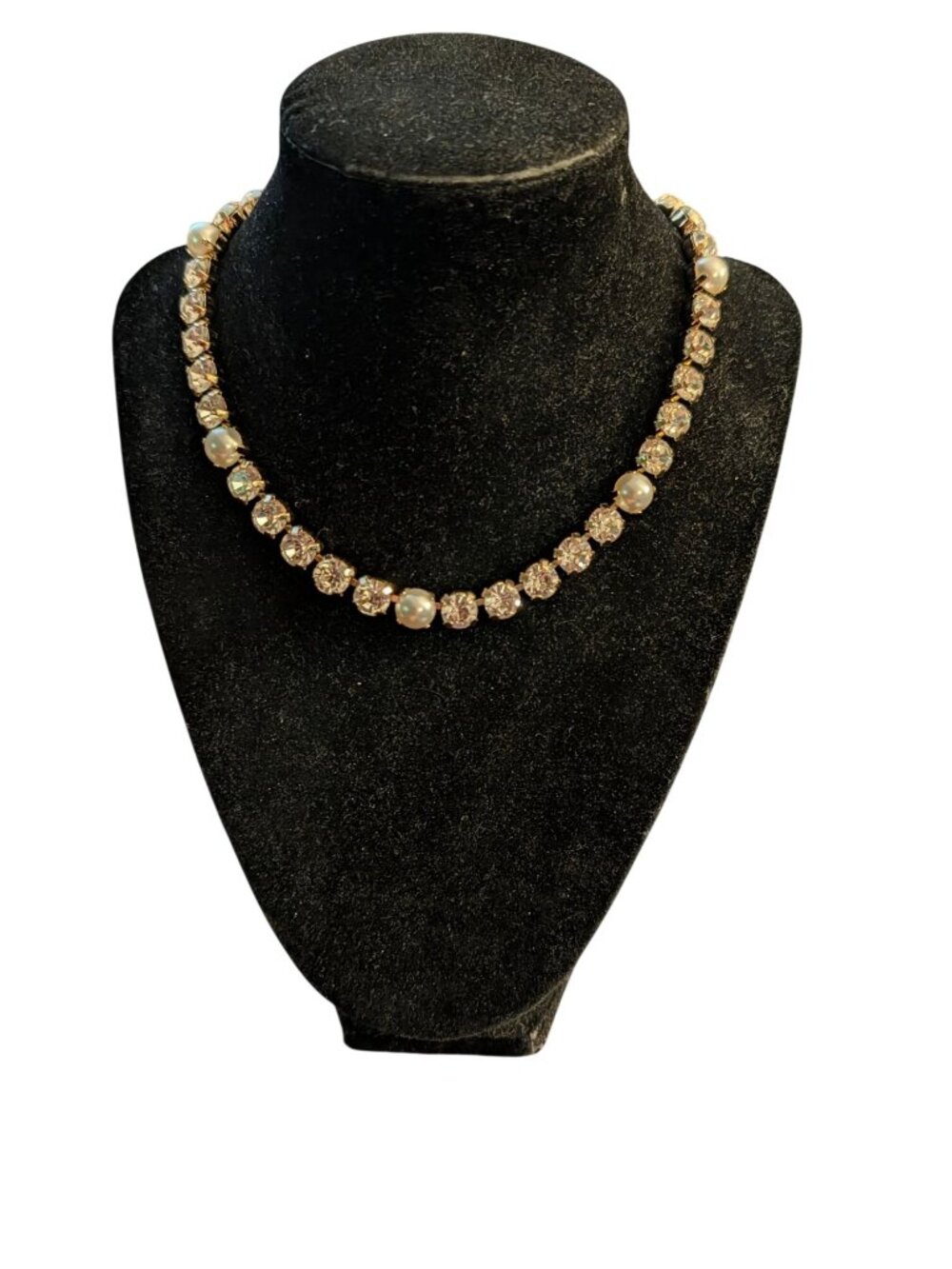 J. Crew Gold-Tone Necklace With Crystal & Faux Pearl Accents
